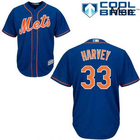 Mens Majestic New York Mets 33 Matt Harvey Replica Royal Blue Alternate Home Cool Base MLB Jersey